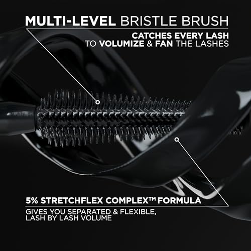 L’Oréal Paris Voluminous Panorama Mascara, Volumizing and Lengthening Mascara, Washable Longwear and Smudge Resistant Make Up, Blackest Black, 0.33 Fl Oz